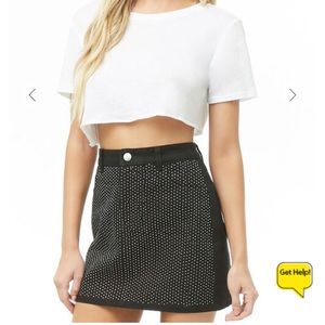 Forever 21 black denim rhinestone skirt